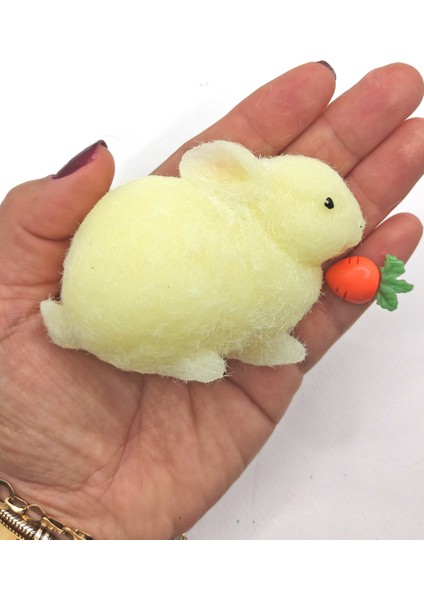 Tavşan Moj Moj Taba Squishy Havuçlu Tavşan Sıkma 7 cm Tüylü Sukuşi - Sarı