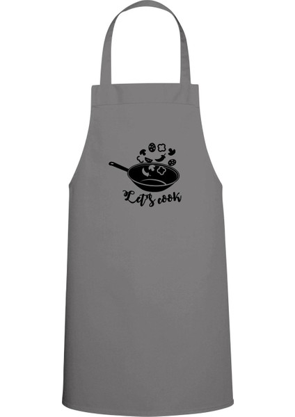 Gri Yazılı Tava Temalı Mutfak Önlüğü, Şık ve Koruyucu Tasarım