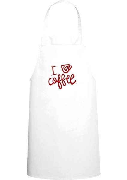 Şık ve rahat beyaz mutfak önlüğü, sevgi temalı özel tasarım