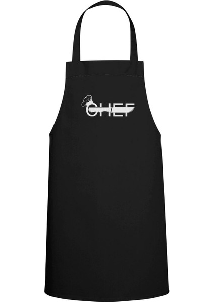 Şık Siyah Chef Mutfak Önlüğü, Özel Baskı, Kaliteli ve Rahat Tasarım