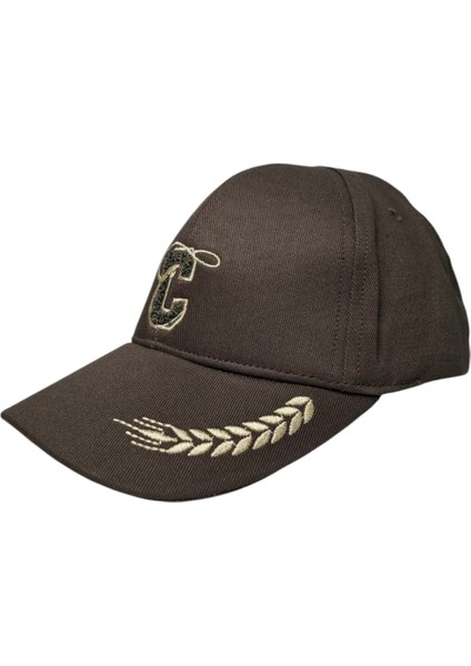 Spteks Kitti 9-15 Yaş Erkek Garson Haki Renk Siperi Nakışlı Yazlık Şapka