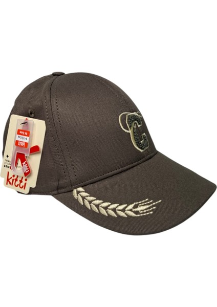 Spteks Kitti 9-15 Yaş Erkek Garson Haki Renk Siperi Nakışlı Yazlık Şapka modelleri