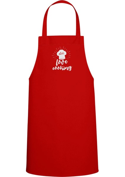 Kırmızı Renkli Özel Baskılı Mutfak Önlüğü, Şef Tarzında Şıklık ve Koruma