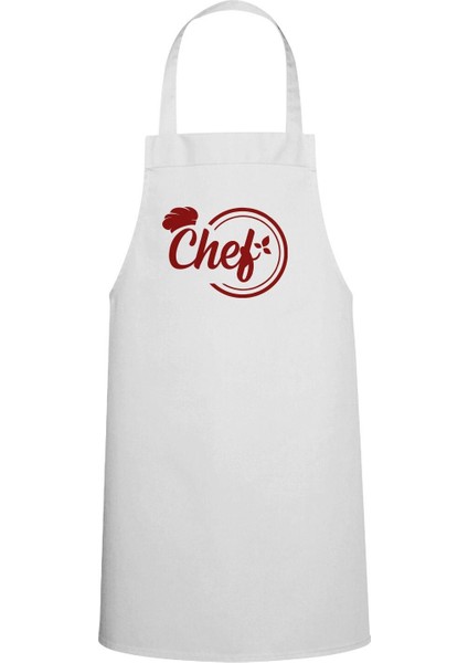 Beyaz Renkli Chef Tasarımlı Mutfak Önlüğü, Şık ve Fonksiyonel Tasarım