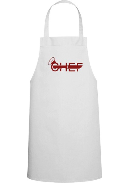 Beyaz özel baskılı şık ve kullanışlı mutfak önlüğü