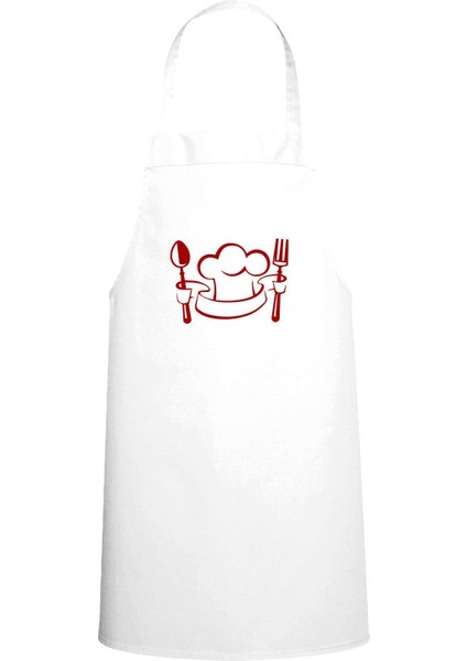 Beyaz Özel Baskılı Chef Şapkası ve Mutfak Önlüğü Takımı, şıklık ve kaliteyi bir arada