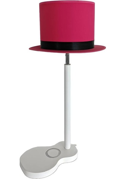 Gitar Tasarım Pembe Beyaz Metal Abajur