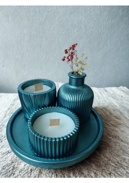 Crafts Tasarım 4 Lü Dekoratif Mum Seti Renkli