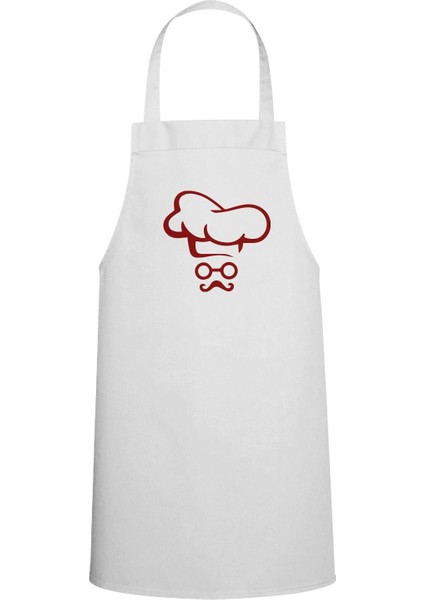 Şık ve özel baskılı rahat mutfak önlüğü, beyaz renk, şıklık ve konfor bir arada