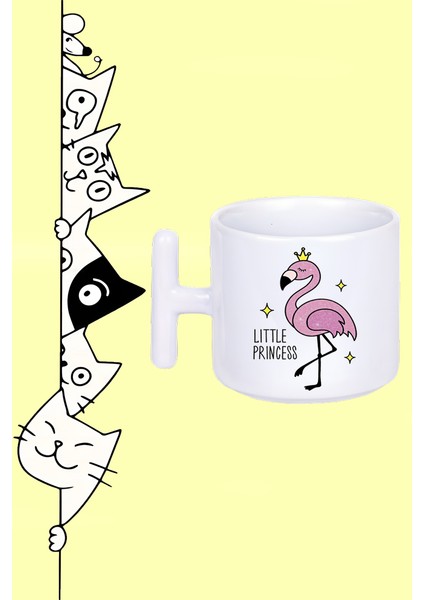 Little Prıncess Küçük Prenses Flamingo Tasarım Baskılı Beyaz T Sap Kupa Bardak