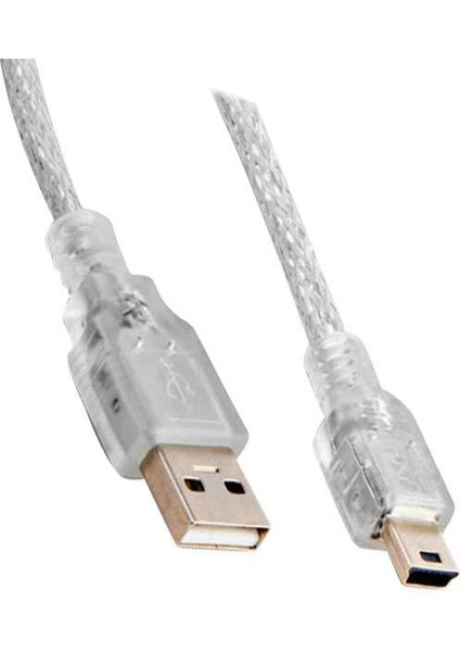 USB 2.0 Şeffaf Mini 5 Pin 3 Metre Kablo * S-Lınk SL-UK53 (4172)
