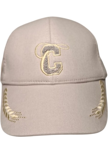 Spteks Kitti 9-15 Yaş Erkek Garson Taş Renk Siperi Nakışlı Yazlık Şapka