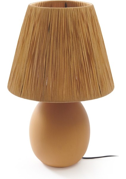 Hmy Design Rond Seramik Abajur - Hardal / Sarı - 37X24X24 cm