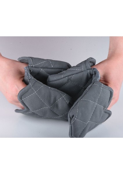 Gri ısı yalıtımlı silikon olmayan tencere ve fırın tutamaç seti, 12x21 cm