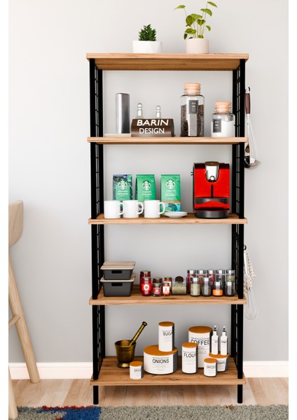 5 Raflı Çevir Kur Çok Amaçlı Raf – Tel Yan Panel, Açık Raf Sistemli Metal Gövdeli Organizer Dolap