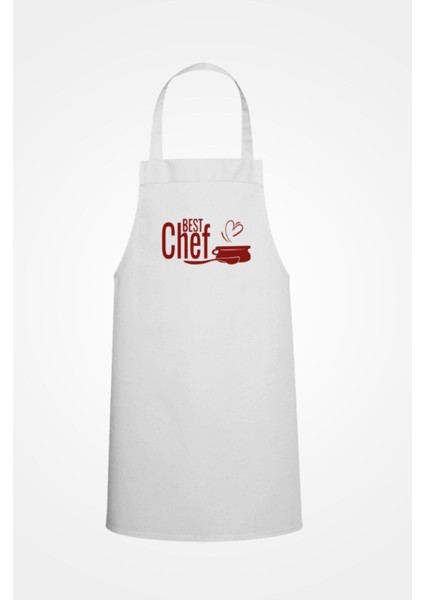 Beyaz özel baskılı mutfak şef önlüğü, şık ve kullanışlı tasarım, polyester materyal