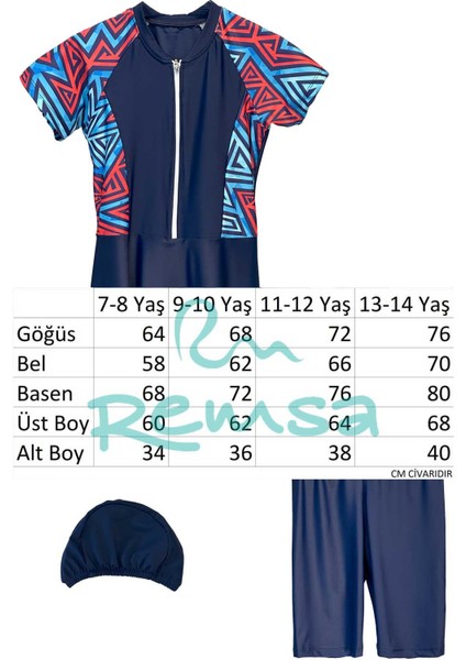 Uv Korumalı Etekli Taytlı Kısa Kol Kız Çocuk Mayo Mira 1511 LACIVERT02 Üçgen modelleri