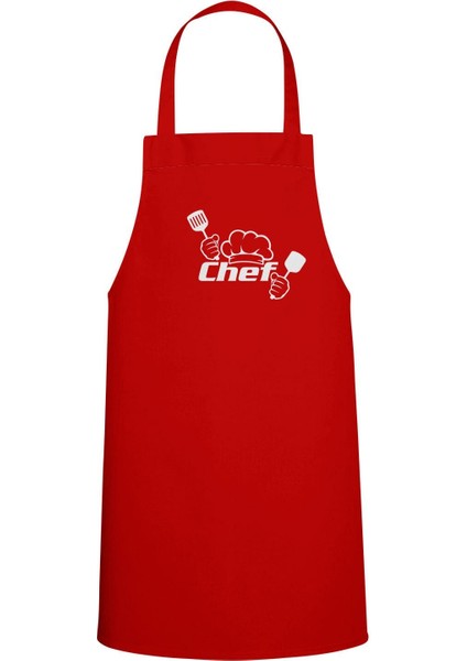 Kırmızı Baskılı Mutfak Önlüğü, Şık ve Kullanışlı Chef Tarzı Koruyucu