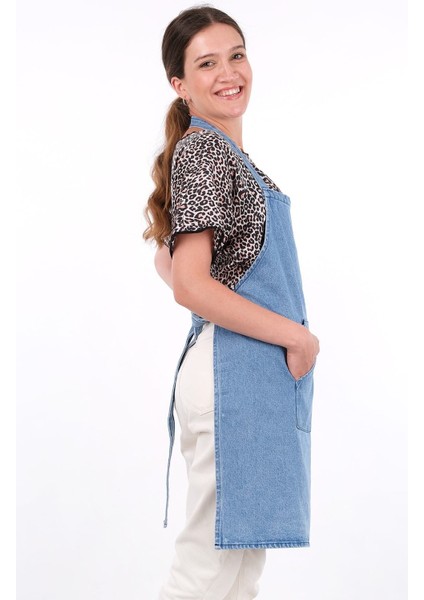 Mavi Kot Mutfak Önlüğü, Rahat ve Şık Tasarım, Pamuk, 74x65 cm