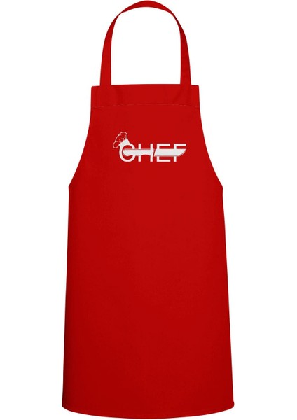 Kırmızı Baskılı Mutfak Önlüğü, Şık ve İşlevsel Yemek Hazırlık Aksesuarı