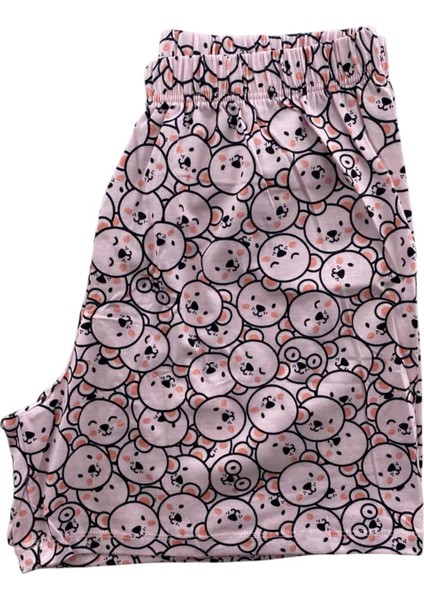 Kadın Battal Panda Desenli Kısa Kollu Şortlu Pijama Takım - 5493 - Stlla Pnk modelleri
