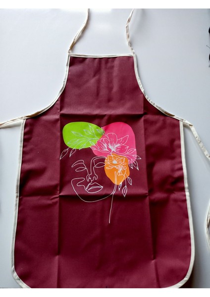 Bordo baskılı şık mutfak önlüğü, fonksiyonel ve şık tasarım, 50x100 cm