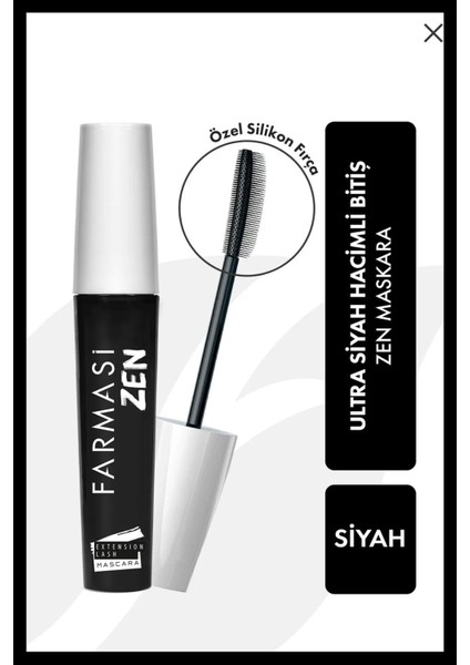 Zen Maskara Ultra Siyah Hacimli Etkiyle İnce Kıllı Fırça 10 ml