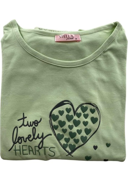 Kadın Kalp Desenli Kısa Kollu Pijama Takım - 5645 - Stlla Pnk fiyatları