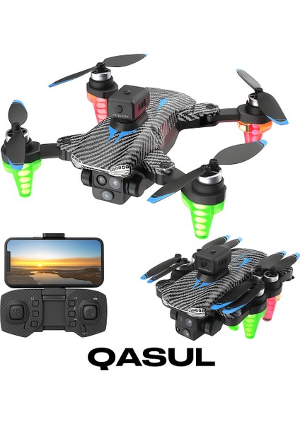 C19S Akıllı Kamera Drone – Çift Lensli , Katlanabilir, Renkli Işıklı, Uzaktan Kumandalı