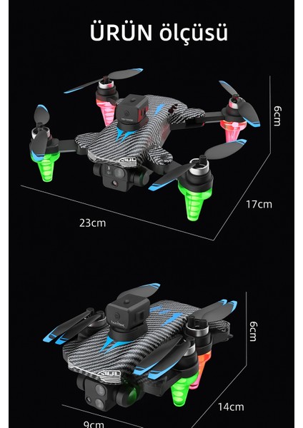 C19S Akıllı Kamera Drone – Çift Lensli , Katlanabilir, Renkli Işıklı, Uzaktan Kumandalı modelleri