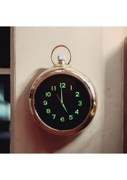 Fosforlu 3D Kabartma Rakam Gold Renk Duvar Saati Çap 33 cm Plastik