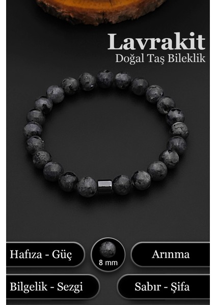 Erkek Doğal Taş Bileklik Lavrakit Bileklik Kadın 8 mm BT039