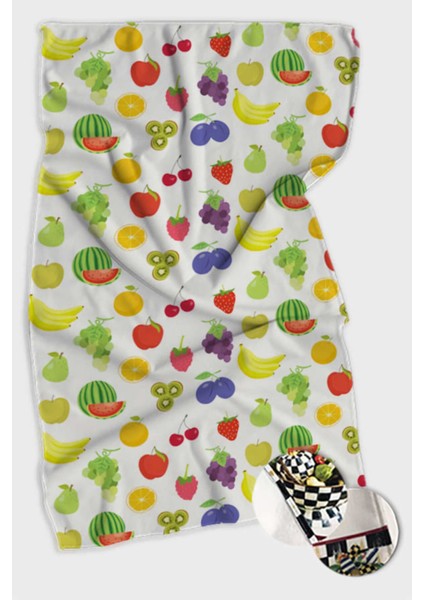 Renkli Meyve Desenli Fırın ve Mutfak Havlusu 30x50cm, pamuk polyester setli veya tek. fiyatları