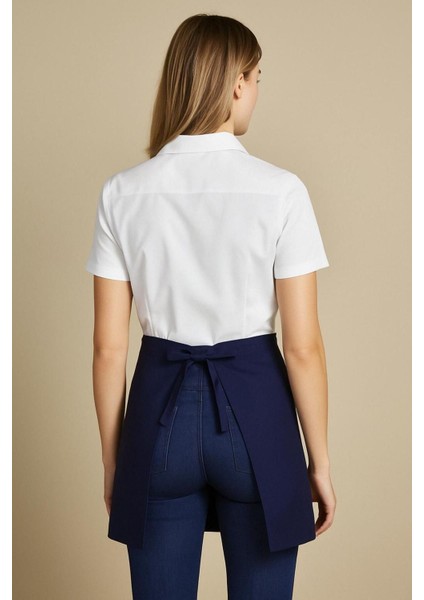 Lacivert yarım bel önlük, leke tutmaz, 2 cepli, unisex, mutfak ve servis kullanımı, 133 Boyut modelleri