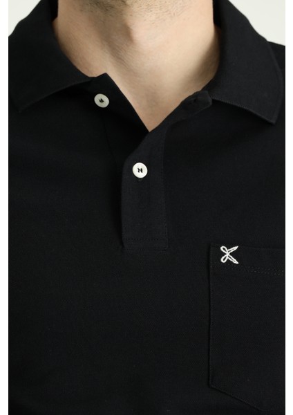 Cepli Polo Yaka Regular Fit Nakışlı Pamuk Tişört