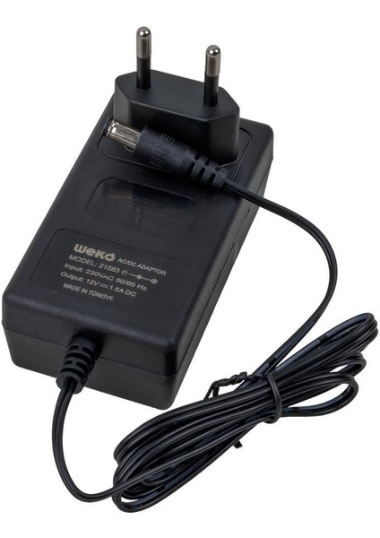 12 Volt - 1.5 Amper 5.5*2.5 Uçlu Yerli Üretim Plastik Kasa Priz Tipi Adaptör