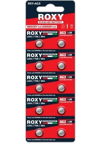 Rxy-Ag3 LR41/736/384 Alkalin Pil (10'lu Paket)