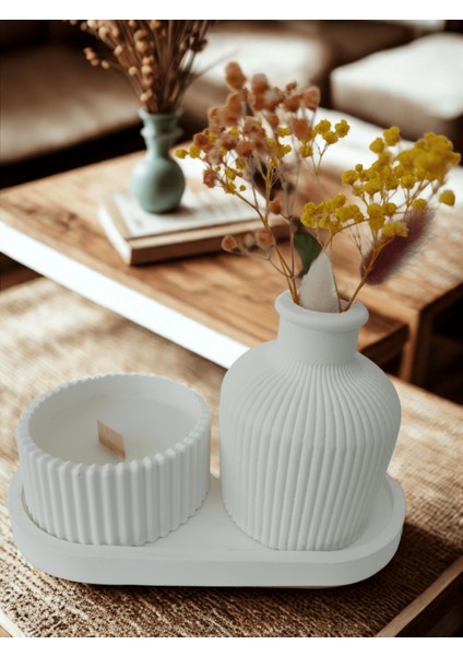 Crafts Tasarım 3 Lü Dekoratif Mum Seti Beyaz fiyatları