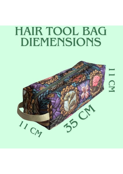 Yeşil Vintage Çiçek Desenli Xl Boy Saç Şekillendirici Çantası – Kapitoneli, Geniş Hacimli, Fermuarlı, Airwrap ve Tüm Cihazlarla Uyumlu Şık Organizer Çanta (35CM x 11CM x 11CM) indirimleri