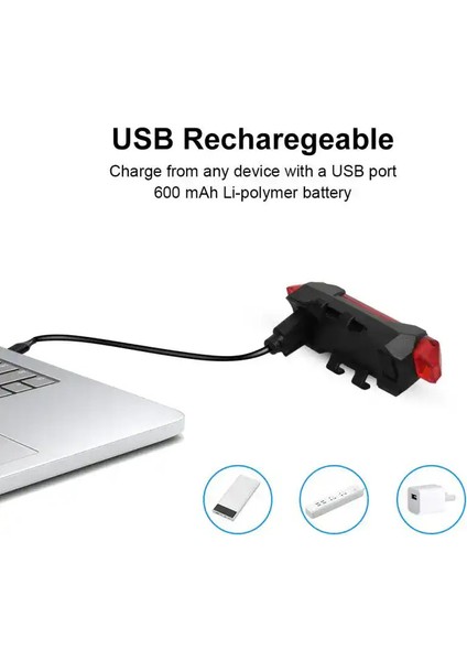 USB Şarj Edilebilir Bisiklet Arka Lambası Kırmızı
