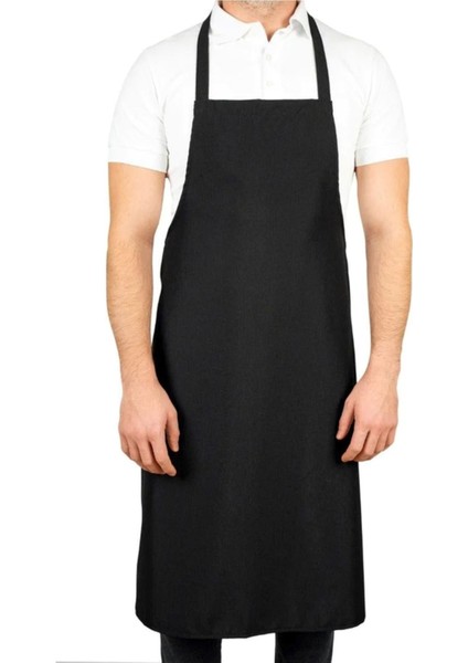 Şık Siyah Alpaka Mutfak Önlüğü, 85x58 cm, pamuk polyester, zarif ve kullanışlı