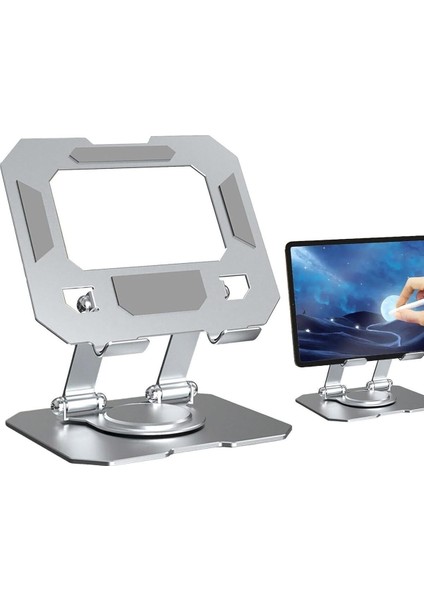 Masa Üstü Metal Tablet ve Telefon Tutucu 360 Derece Dönebilen Gümüş Stand indirimleri
