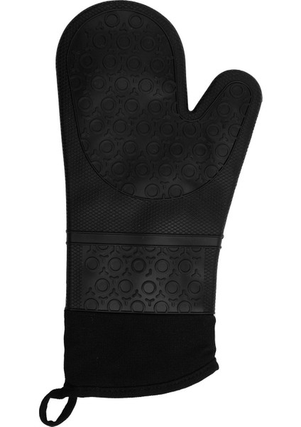 Siyah Silikon Mutfak Fırın Eldiveni, Yanmaz ve Yapışmaz, 37 cm, Dayanıklı ve Güvenli