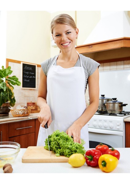 Beyaz Gabardin Mutfak Aşçı Önlüğü 75x85 cm, şık ve kullanışlı mutfak kıyafeti fiyatları