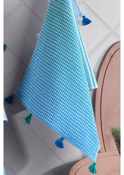 Yeşil 2'li Eva Ponponlu Mutfak Havlusu 40x60 cm, pamuklu, kurulama bezi seti fiyatları