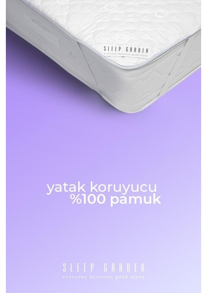 Pamuk Dört Köşe Lastikli Yatak Alezi Çantalı Çift Kişilik (160X200)
