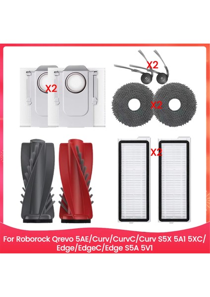 Roborock Qrevo Edge/qrevo Edge S5A Ana Yan Fırça Hepa Filtre Toz Torbası Paspas Bezi Yedek Parçaları (Yurt Dışından)