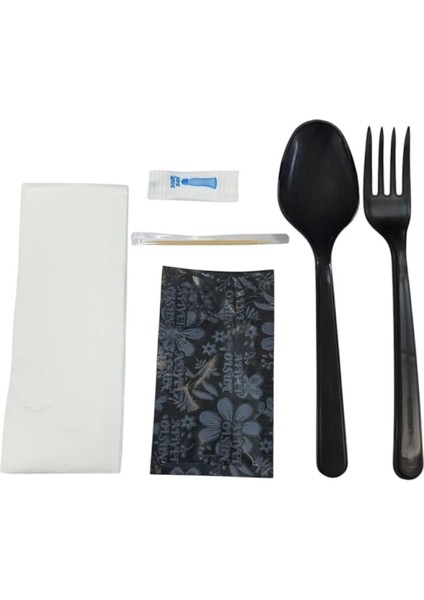 Siyah Plastik Çatal Kaşık 100’lü