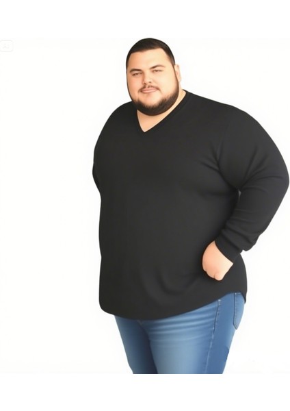 Erkek Büyük Beden Oversize Uzun Kollu V Yaka T-Shirt 3xl 4xl 5xl 6xl 7xl 8xl fiyatları