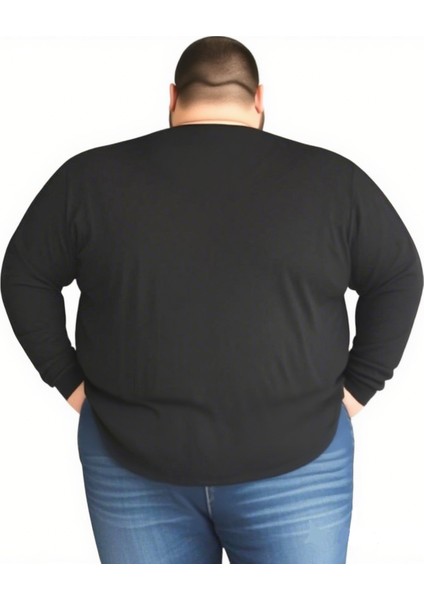 Erkek Büyük Beden Oversize Uzun Kollu V Yaka T-Shirt 3xl 4xl 5xl 6xl 7xl 8xl modelleri